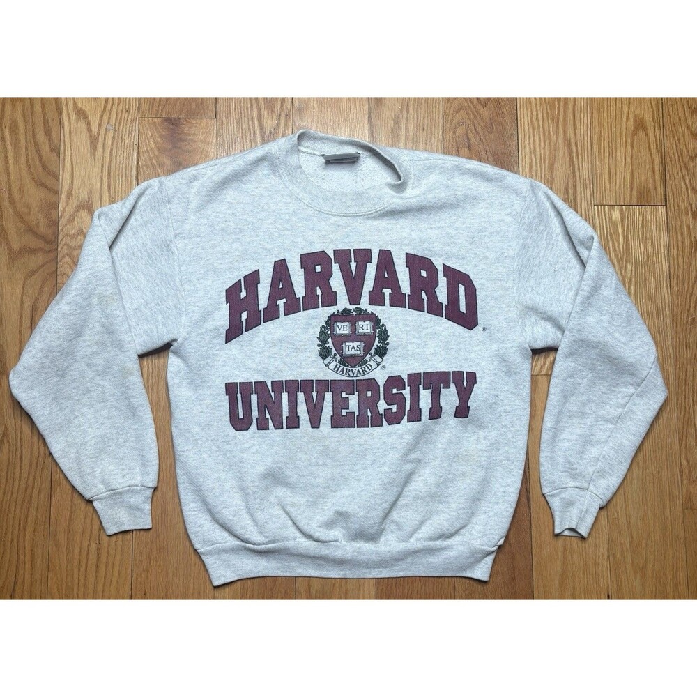 Vintage 90s Harvard University Crewneck Sweatshirt Sz Small Grey Lee Made In USA